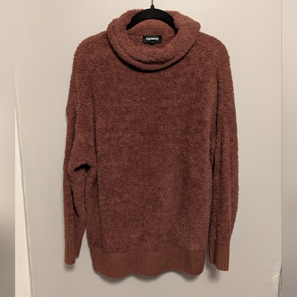 Express Fuzzy Mockneck Tunic Sweater